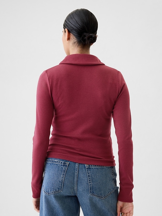 2 of 8 showing, with the color red delicious of product Modern Cropped Polo Shirt