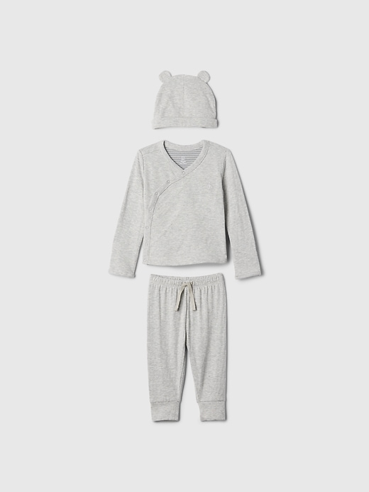 1 of 8 showing, with the color Heather grey of product Baby First Favorites Crossover Outfit Set