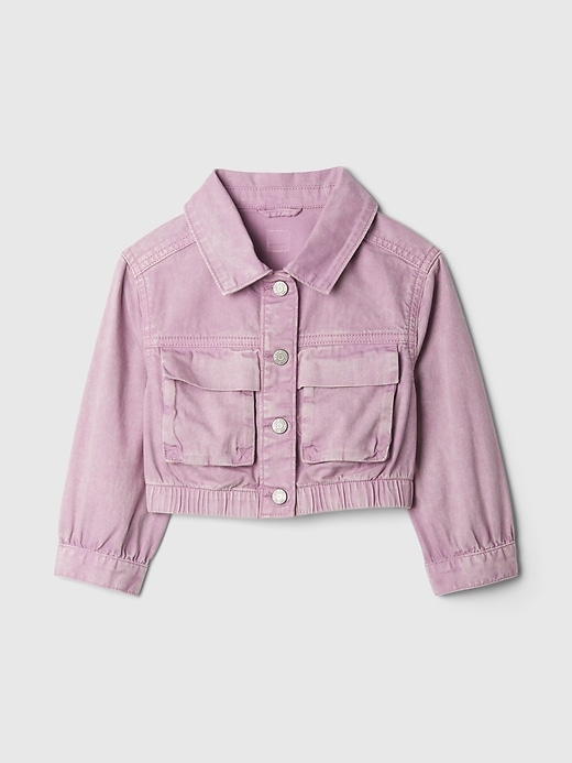 1 of 8 showing, with the color lavender mist of product Baby & Toddler Cropped Denim Jacket