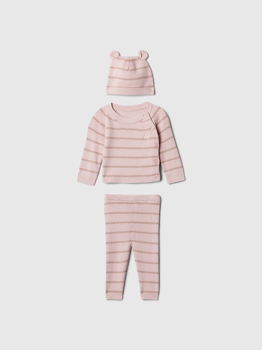 1 of 8 showing, with the color primitive pink of product Baby Wrap Sweater Outfit Set