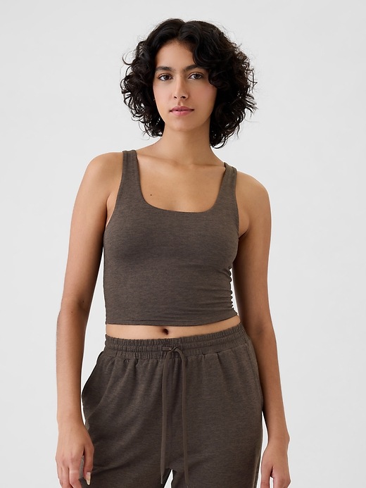 1 of 8 showing, with the color terra brown of product GapFit Lightweight Brushed Jersey Brami
