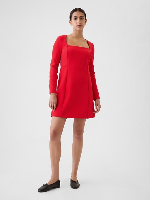 1 of 8 showing, with the color modern red of product Square-Neck Mini Dress