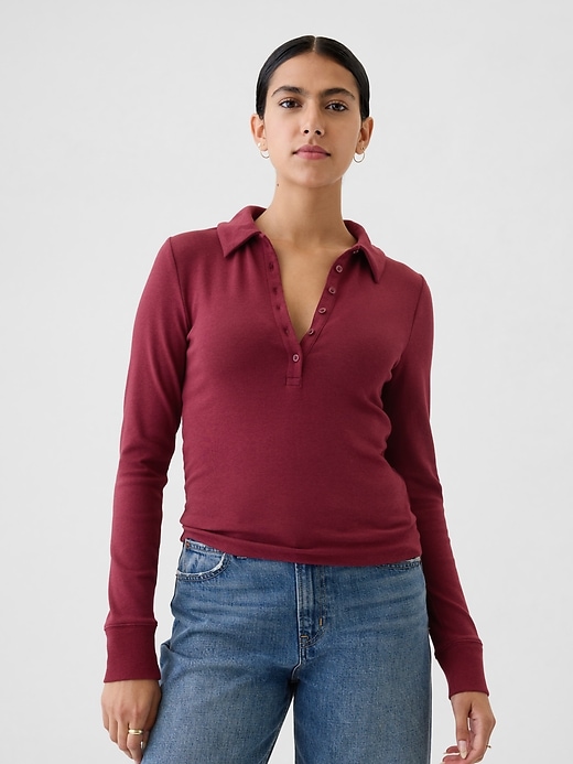 1 of 8 showing, with the color red delicious of product Modern Cropped Polo Shirt