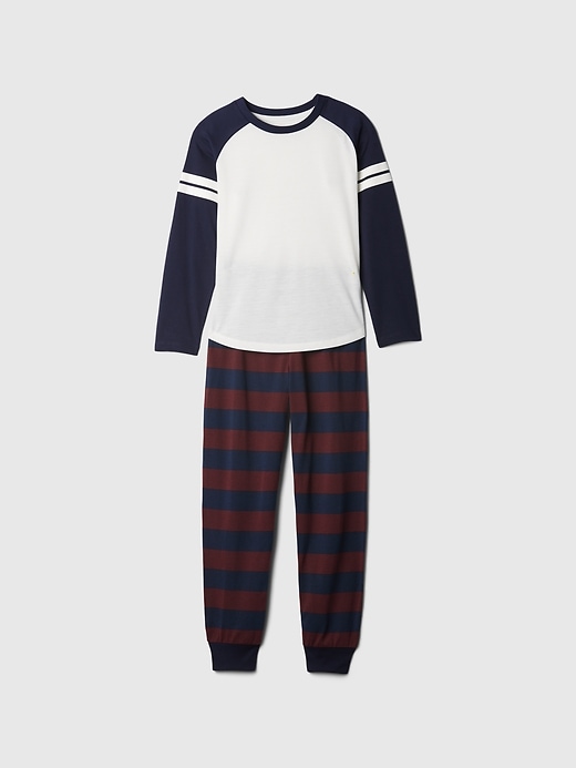 1 of 8 showing, with the color multi stripe of product Kids Recycled PJ Jogger Set