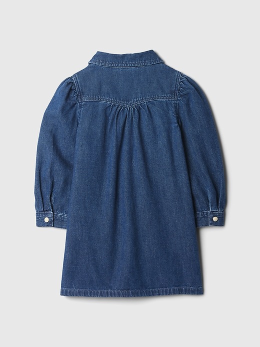 2 of 8 showing, with the color dark wash indigo of product Baby & Toddler Western Denim Shirtdress
