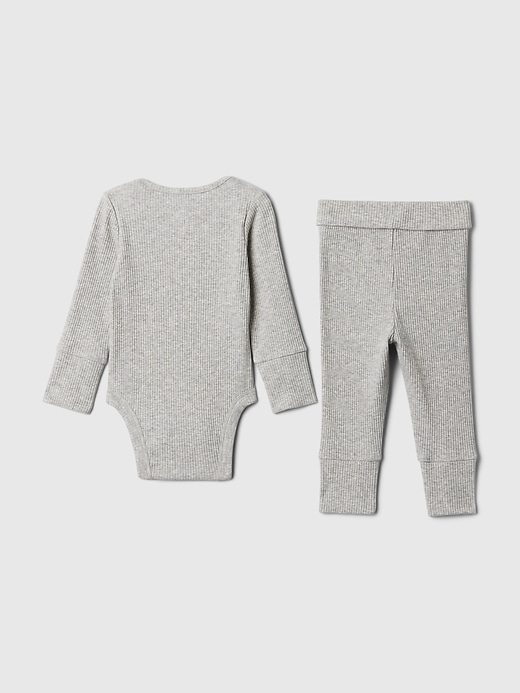 2 of 8 showing, with the color Grey of product Baby Grow-With-Me Rib Outfit Set