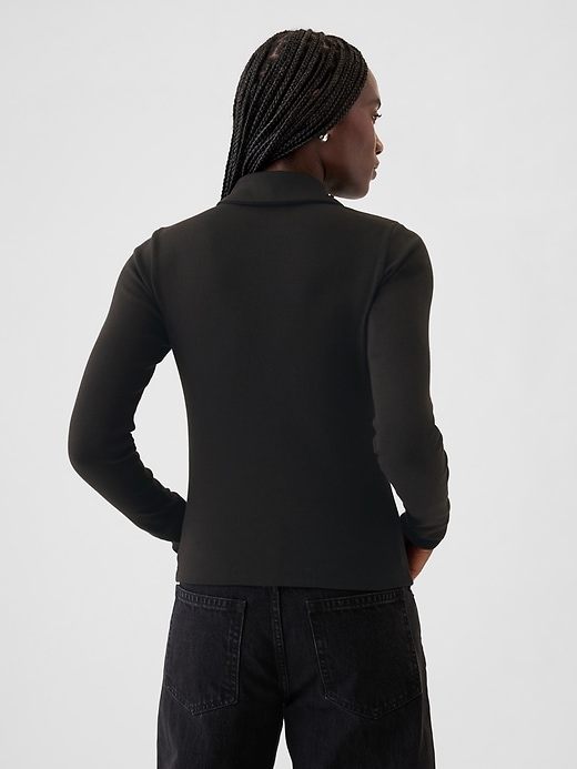 2 of 8 showing, with the color black of product Modern Cropped Polo Shirt