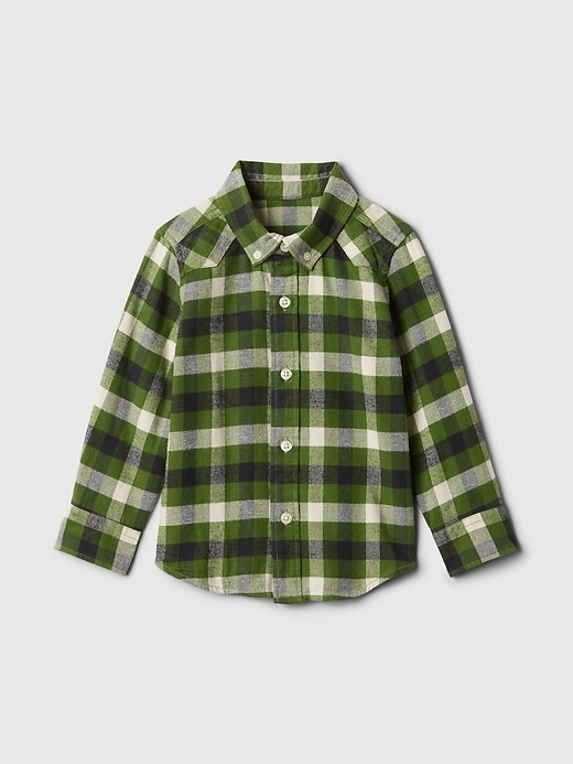 1 of 8 showing, with the color green plaid of product Baby & Toddler Organic Cotton Flannel Shirt