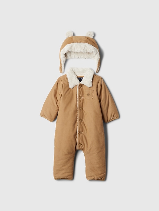 1 of 8 showing, with the color mojave brown of product Baby Corduroy One-Piece Outfit Set