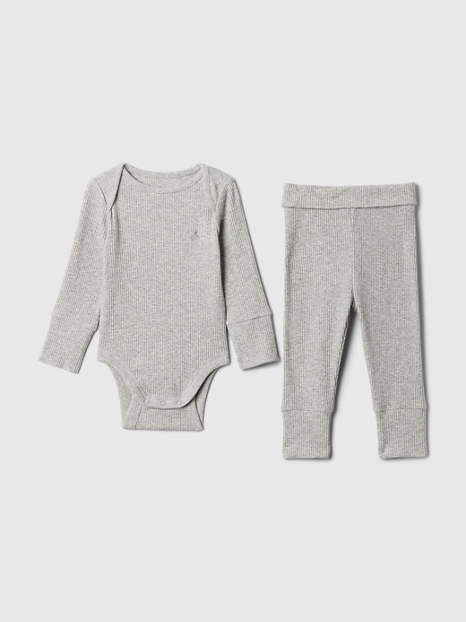 1 of 8 showing, with the color Grey of product Baby Grow-With-Me Rib Outfit Set