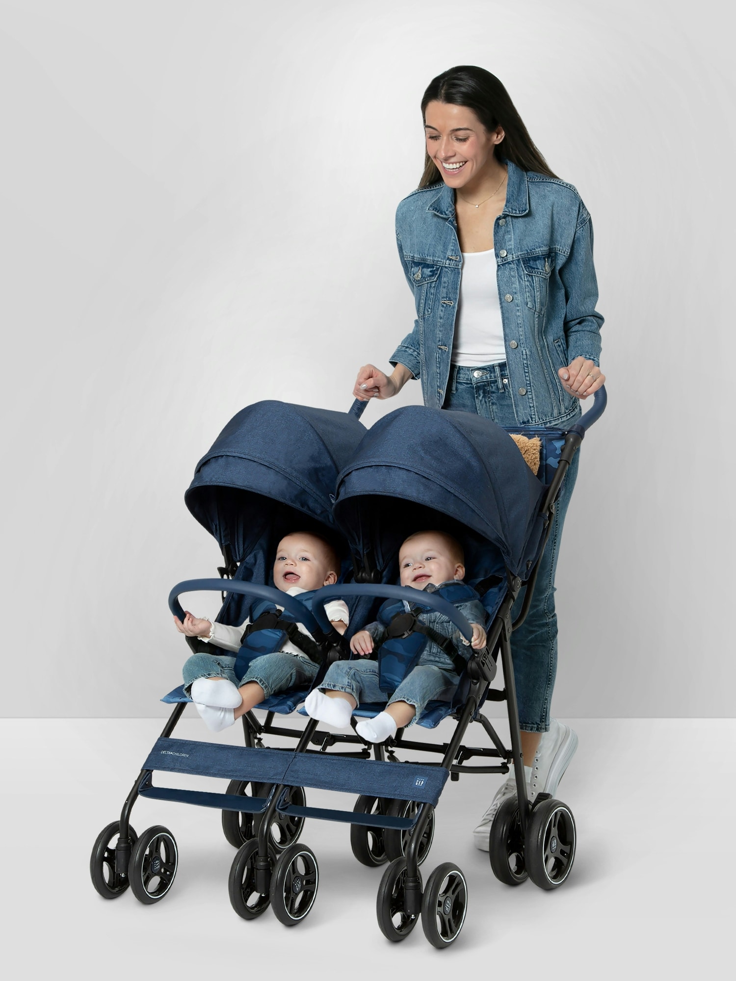 Двойная прогулочная коляска babyGap Classic, цвет: Тёмно-синий камуфляжный — фото 2