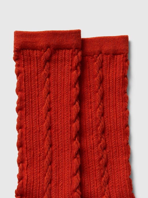 2 of 8 showing, with the color red ochre of product Twisted-Knit Crew Socks