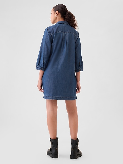 2 of 8 showing, with the color dark indigo of product Denim Utility Mini Shirtdress