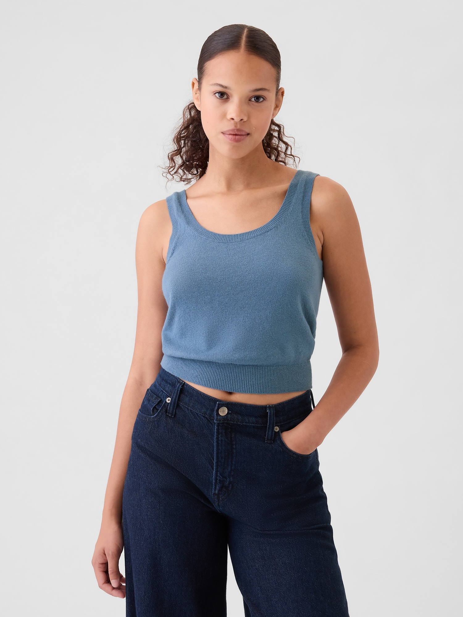 CashSoft Crop Tank Top - Blue