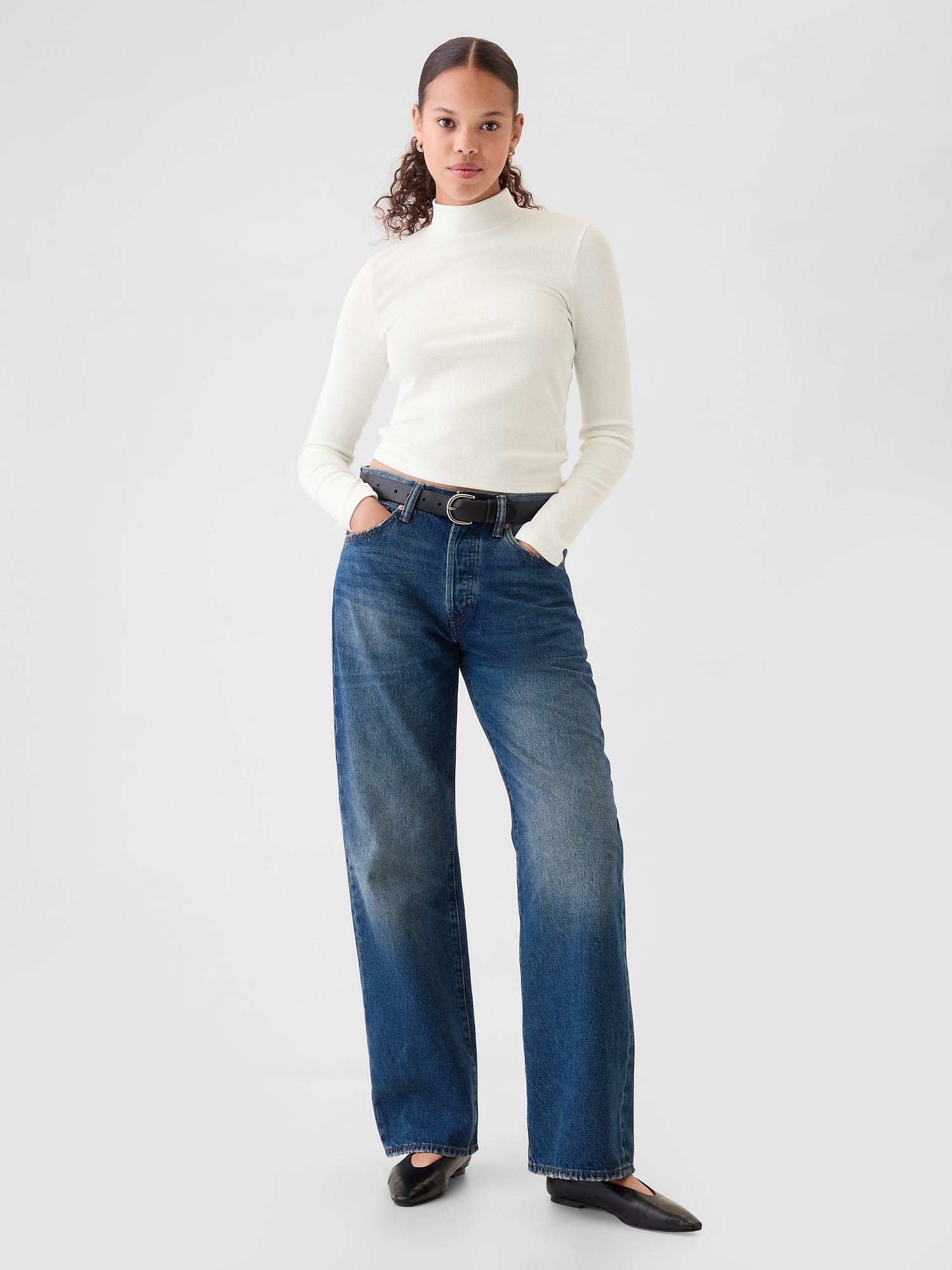 Modern Rib Cropped Mockneck Shirt | Gap Modern Rib Cropped Mockneck Shirt | Gap
