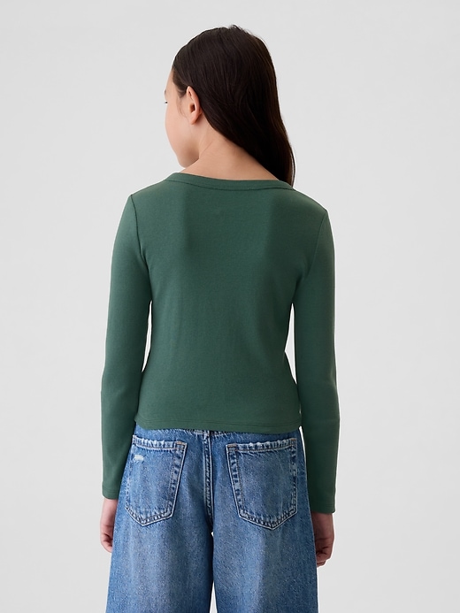 2 of 8 showing, with the color Moores green of product Kids Rib Embroidered Graphic T-Shirt