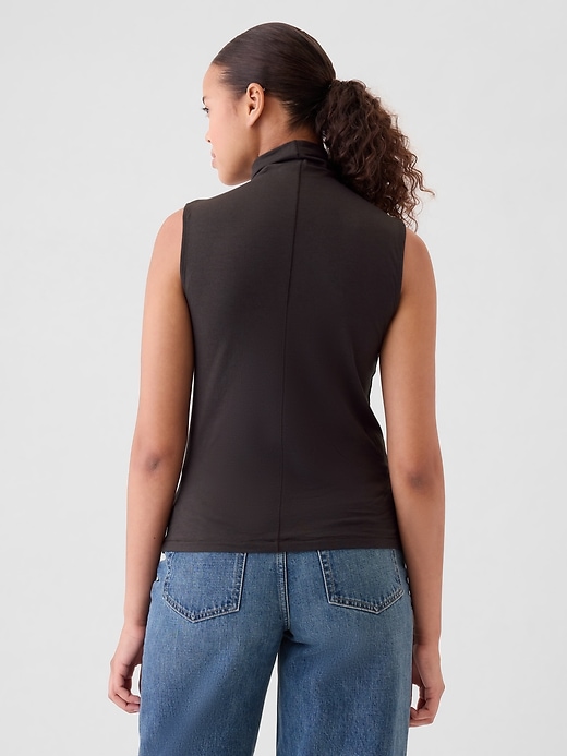 2 of 8 showing, with the color terra brown of product Featherweight Turtleneck Tank Top