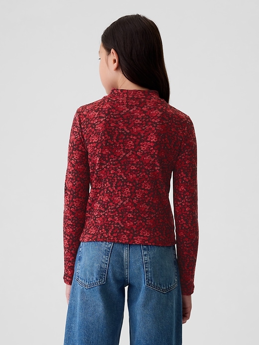 2 of 8 showing, with the color red floral of product Kids Rib Mockneck T-Shirt