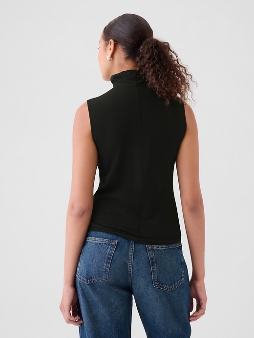 2 of 8 showing, with the color black of product Featherweight Turtleneck Tank Top