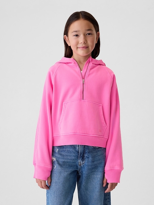 1 of 8 showing, with the color standout pink of product Kids Half-Zip Hoodie