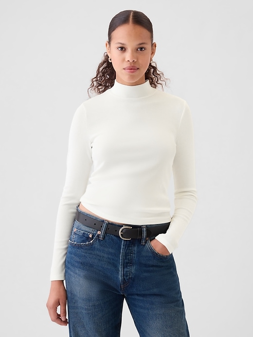 Modern Rib Mockneck Crop Shirt