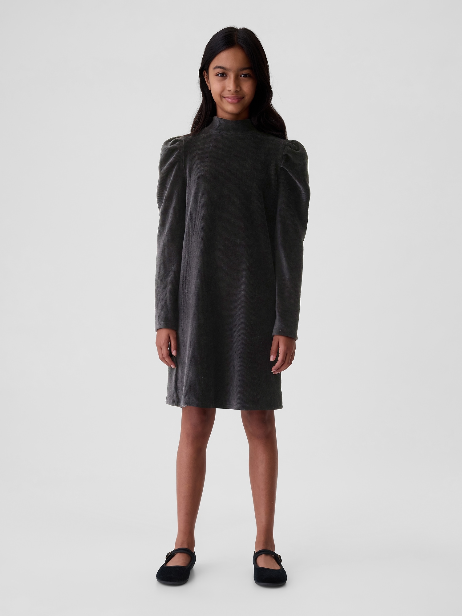 Kids Puff-Sleeve Corduroy Dress