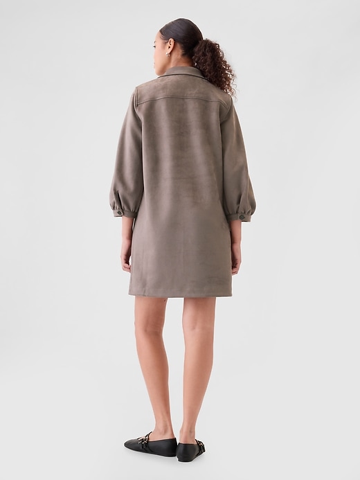 2 of 8 showing, with the color Plymouth rock brown of product Vegan Suede Shift Mini Dress