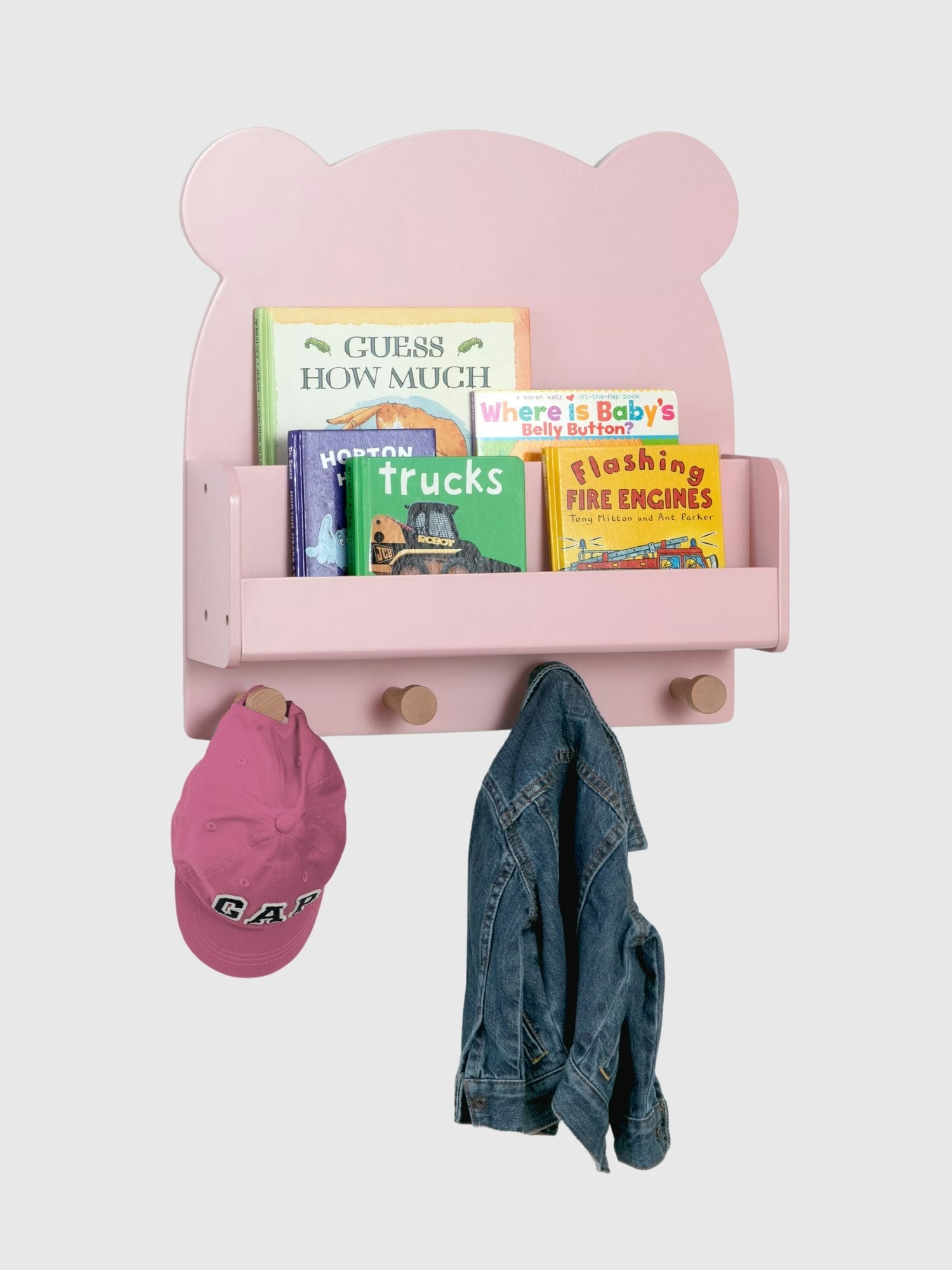 babyGap Brannan Bear Wall Shelf with 4 Hooks - Pink
