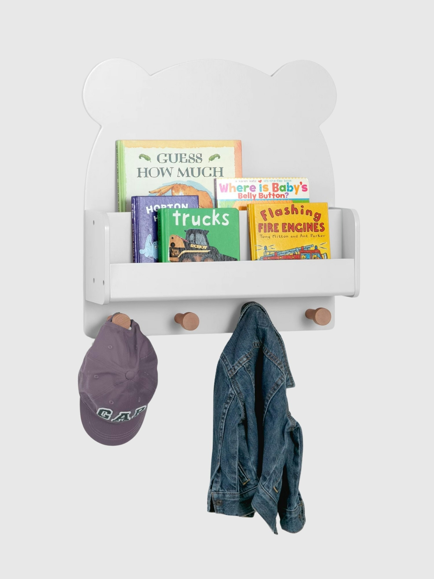 babyGap Brannan Bear Wall Shelf with 4 Hooks - White