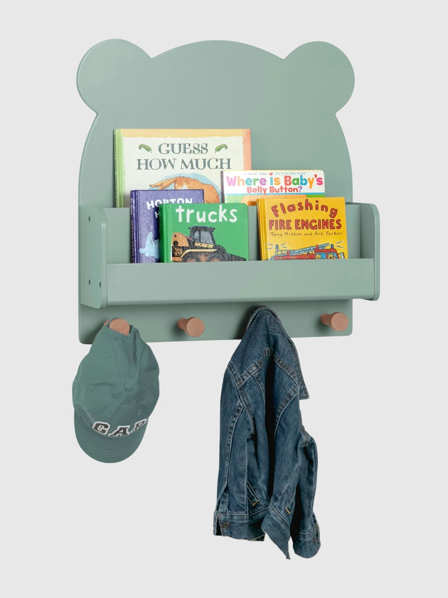 babyGap Brannan Bear Wall Shelf with 4 Hooks - Green