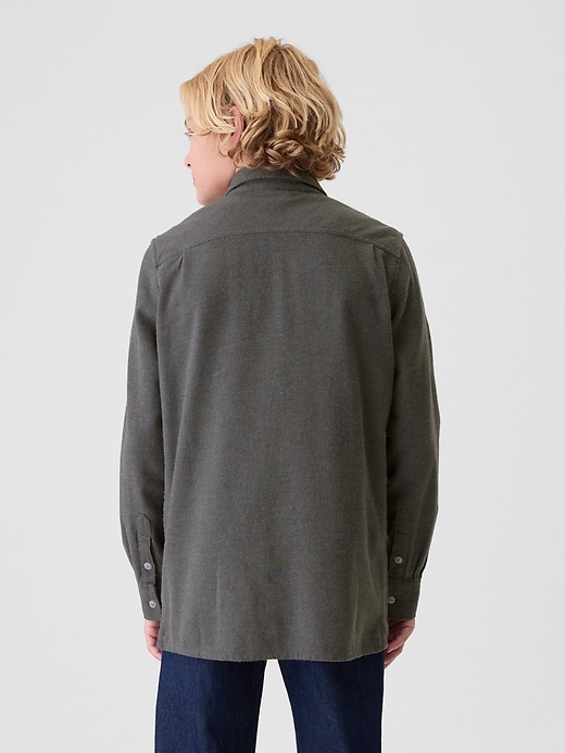 2 of 8 showing, with the color Charcoal of product Kids Organic Cotton Flannel Shirt