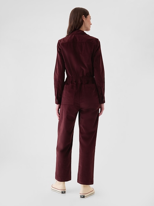 2 of 8 showing, with the color noir red of product Corduroy Utility Jumpsuit
