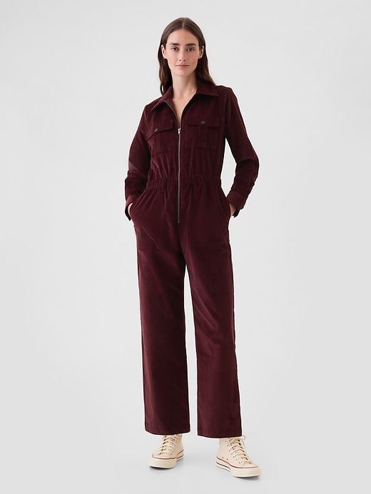 1 of 8 showing, with the color noir red of product Corduroy Utility Jumpsuit