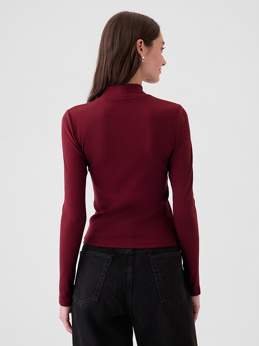 Image number 2 showing, Modern Rib Mockneck Crop Shirt