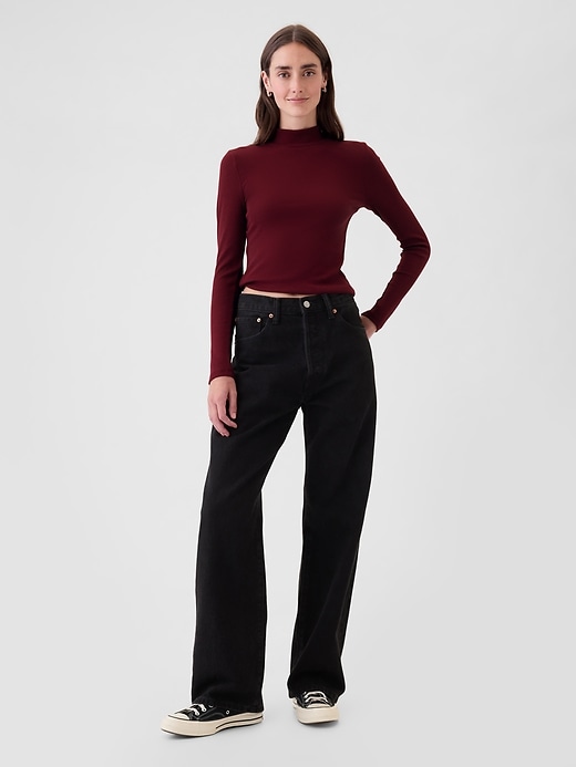 Image number 3 showing, Modern Rib Mockneck Crop Shirt