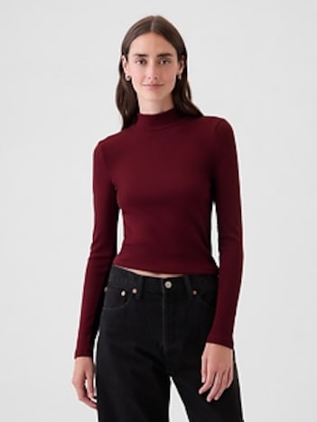Modern Rib Mockneck Crop Shirt