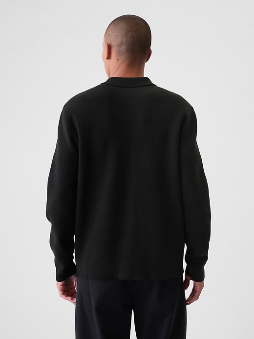2 of 8 showing, with the color BLACK of product Relaxed Polo Sweater Jacket