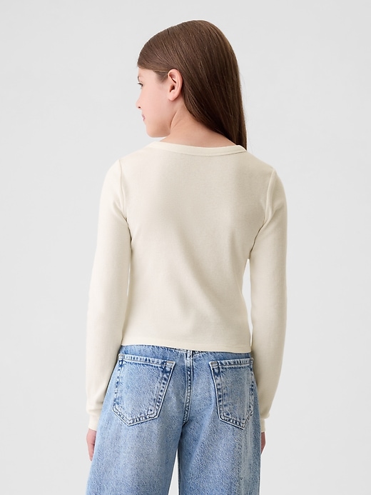 2 of 8 showing, with the color ivory frost of product Kids Rib Embroidered Graphic T-Shirt
