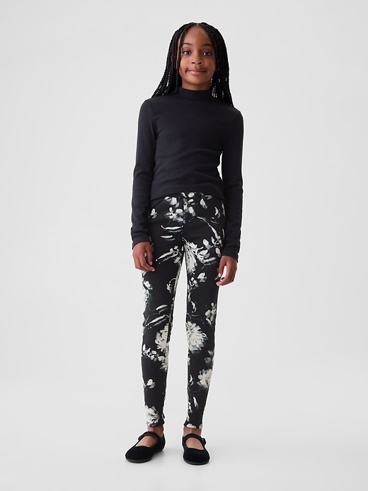 1 of 8 showing, with the color White black floral of product Kids Cozy Leggings
