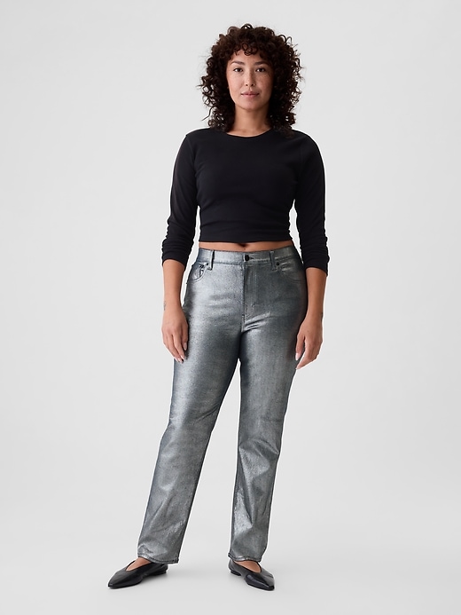 Image number 5 showing, High Rise Metallic '90s Straight Jeans
