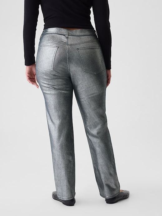 Image number 6 showing, High Rise Metallic '90s Straight Jeans