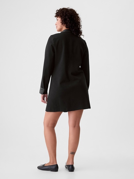 chinese dress ladies Black Faux Leather Contrast Trim Mini Shift Dress