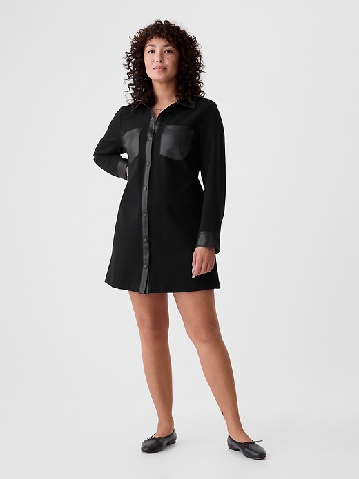 Vegan Leather Shift Mini Dress | Gap