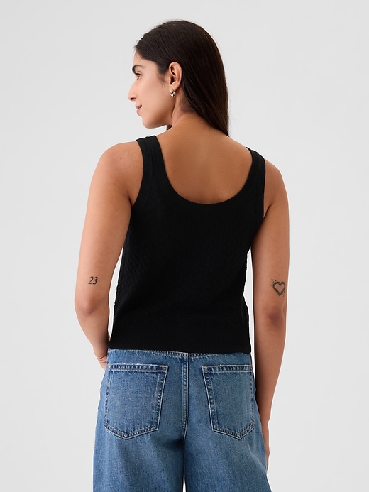 2 of 8 showing, with the color Black of product Cropped Pointelle Sweater Tank Top