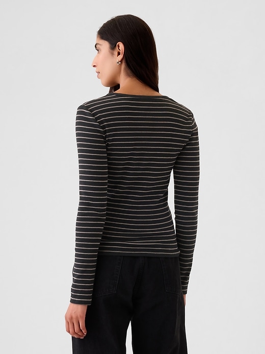 2 of 8 showing, with the color Black and brown stripe of product Modern Rib Henley T-Shirt