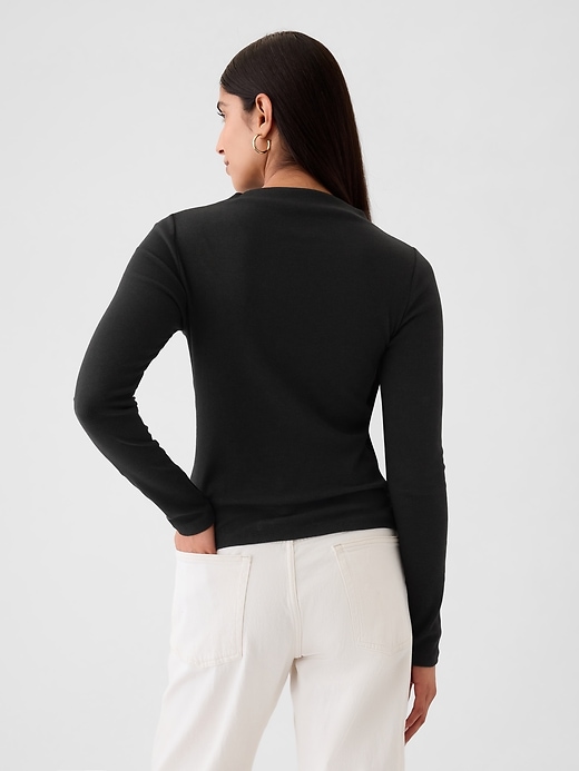 2 of 8 showing, with the color black of product Modern Rib Funnel-Neck T-Shirt