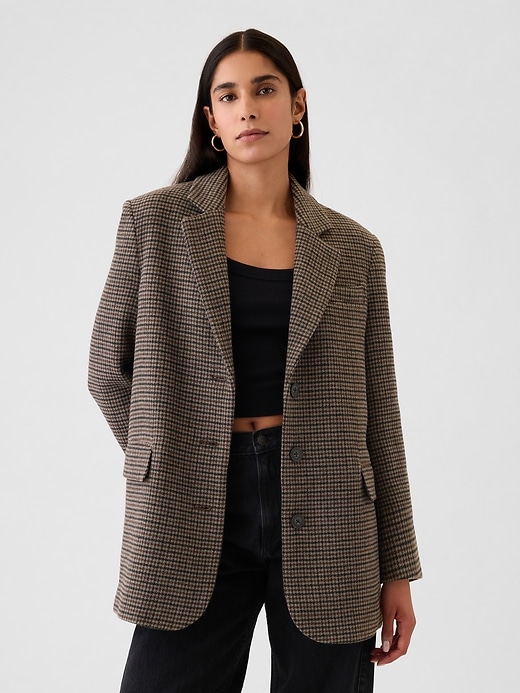 1 of 8 showing, with the color brown houndstooth of product Relaxed Houndstooth Blazer