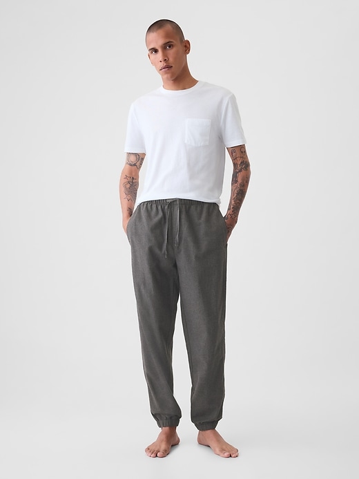1 of 8 showing, with the color CHARCOAL GREY of product Flannel PJ Joggers