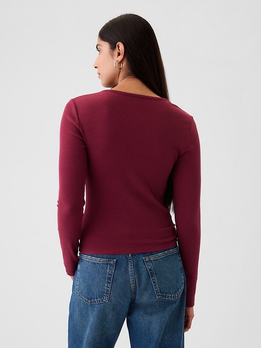 2 of 8 showing, with the color red delicious of product Modern Rib Henley T-Shirt