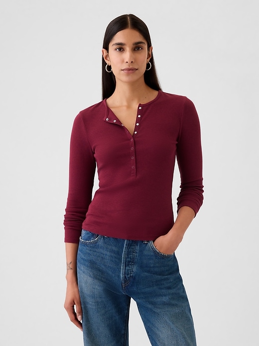 1 of 8 showing, with the color red delicious of product Modern Rib Henley T-Shirt